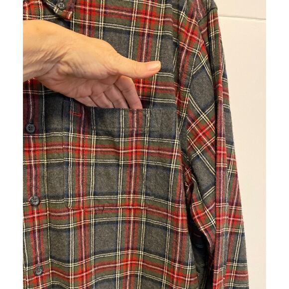 Eddie Bauer Men's Sz XXL Flannel Shirt Red/Grey Plaid Cotton Button Down Pocket - Picture 5 of 12